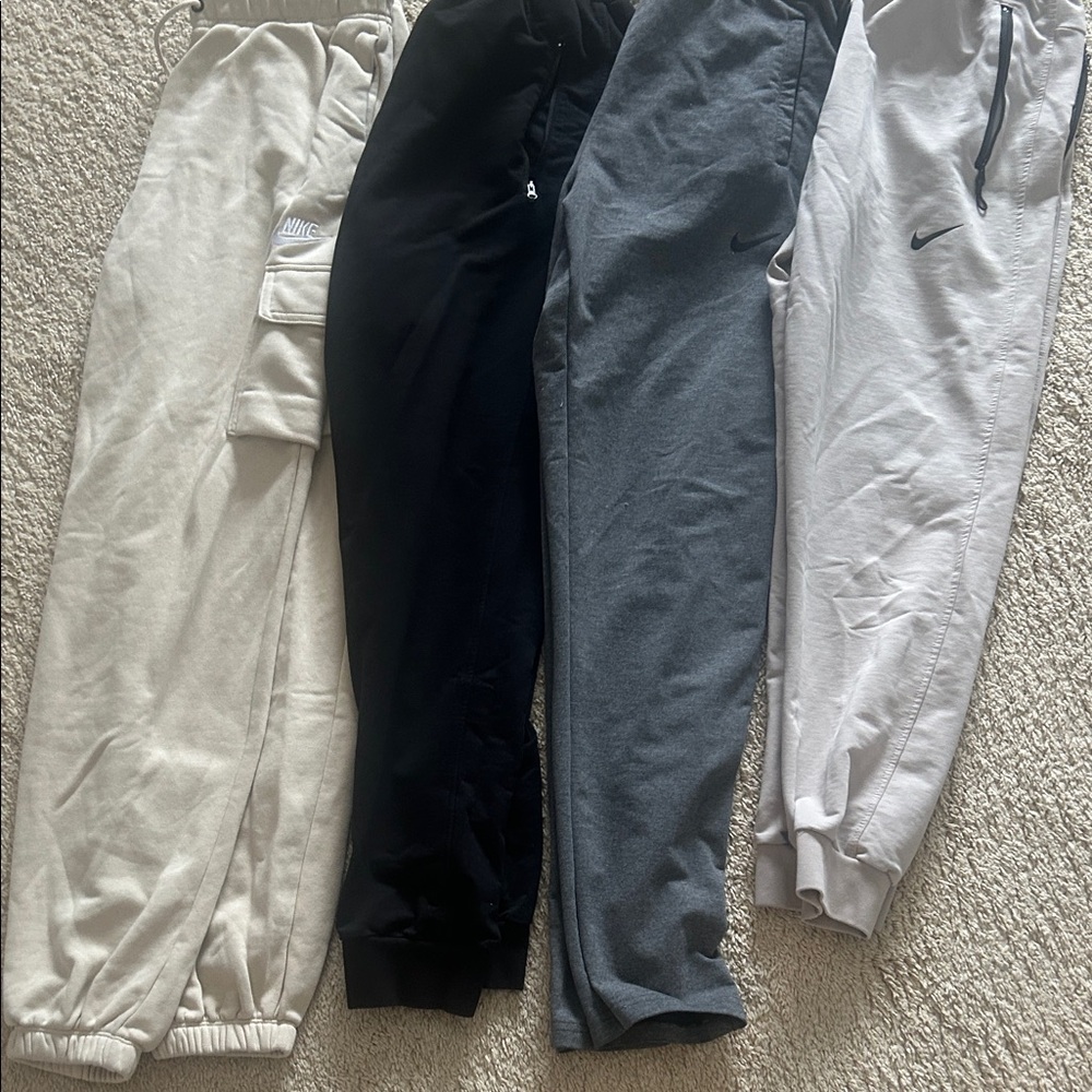 4 pairs Nike men’s joggers  Sweatpants - Cream, Black, Gray, White